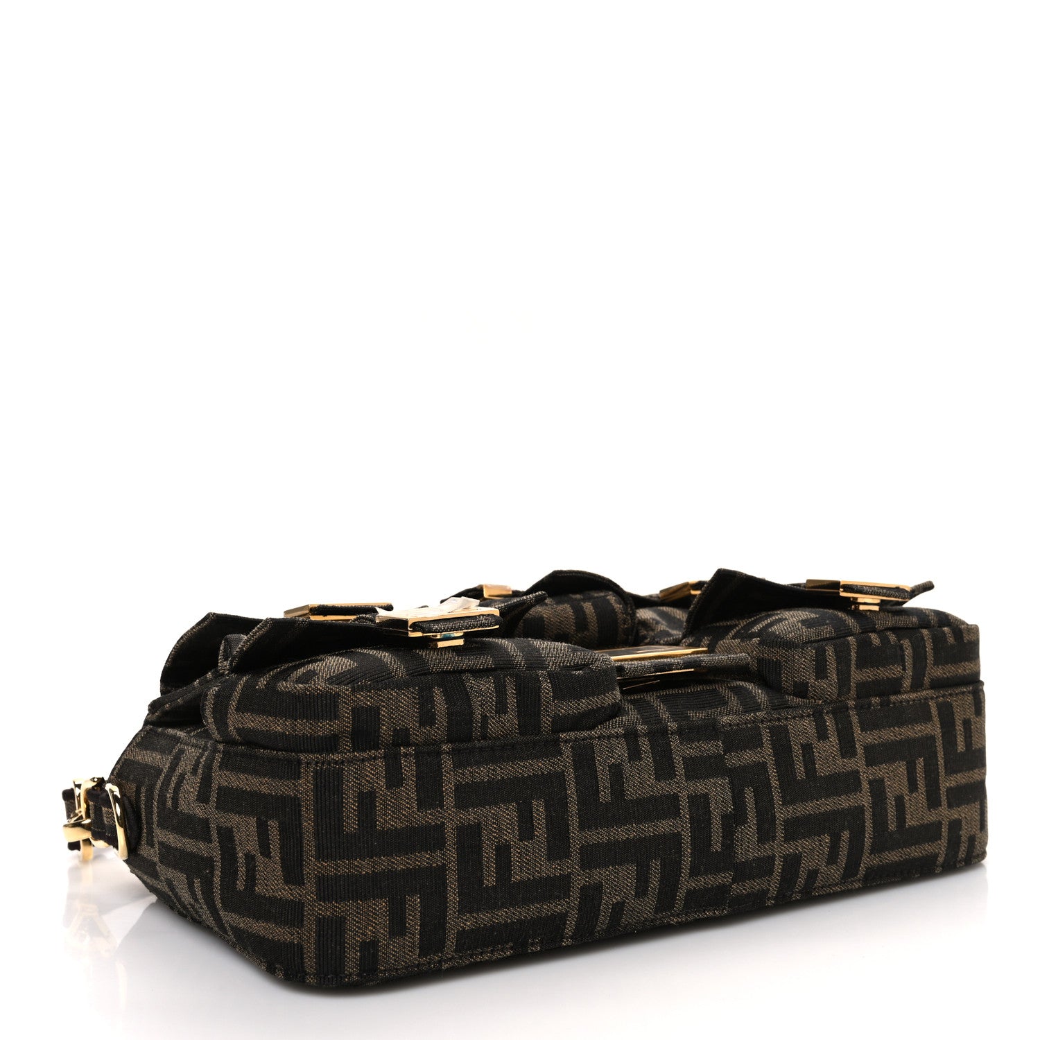 Fendi Fabric Jacquard FF 1974 Multipocket Baguette Tobacco Moro 4 of 11