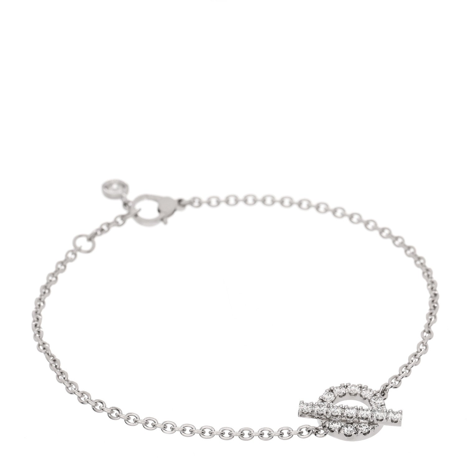 Hermes 18K White Gold Diamond Finesse Bracelet LG 1 of 4