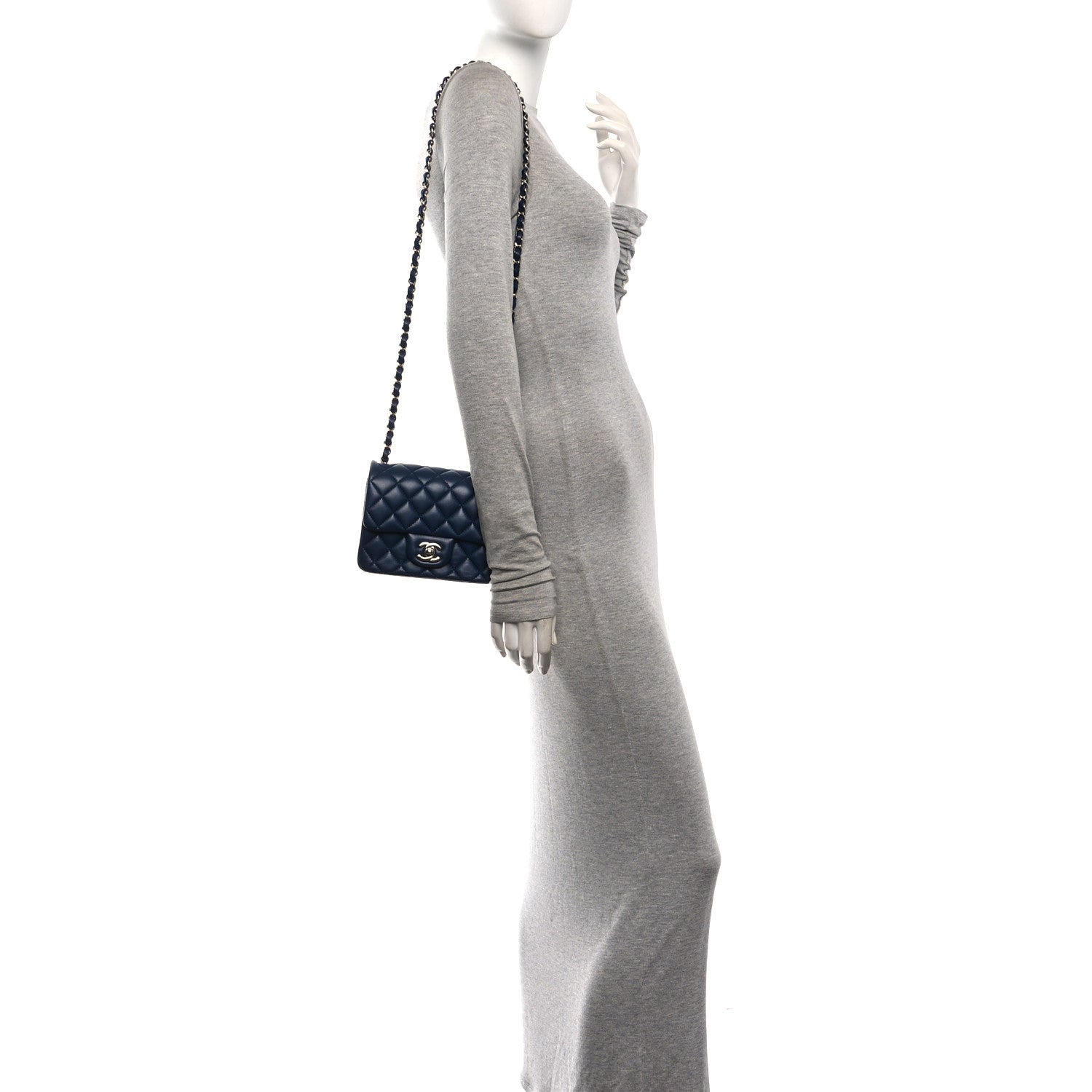 Chanel Lambskin Quilted Mini Square Flap Navy 2 of 10