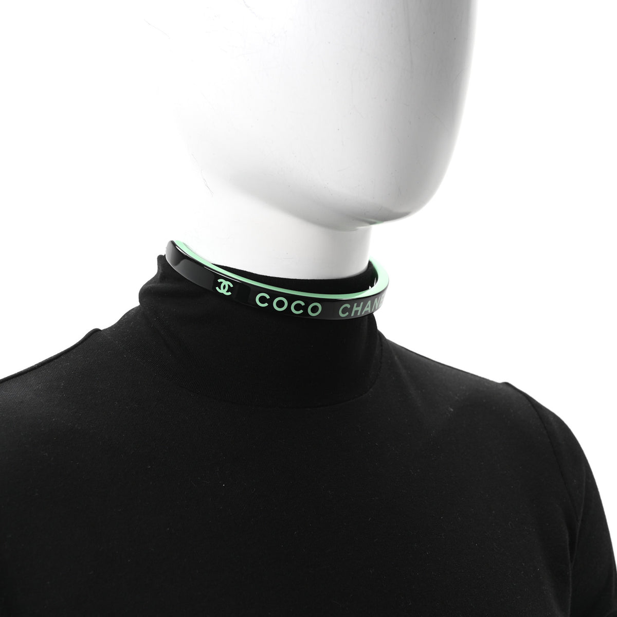 Chanel Resin Logo Choker Green Black 2 of 6