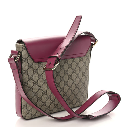 Gucci GG Supreme Monogram Selleria Calfskin Medium Satchel Messenger Bag Beige Ebony New Rosette 3 of 8