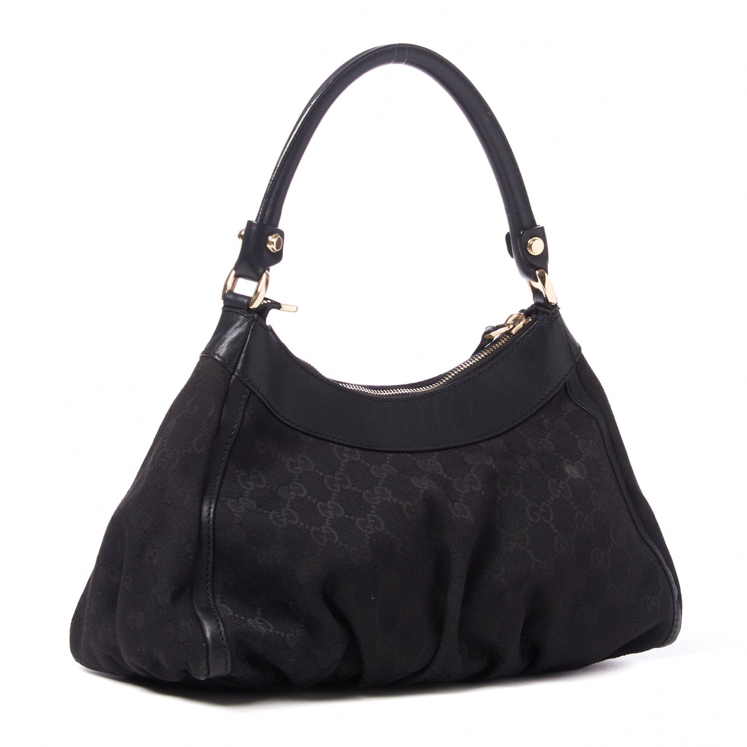 Gucci Monogram Medium D Gold Ring Hobo Black 2 of 9