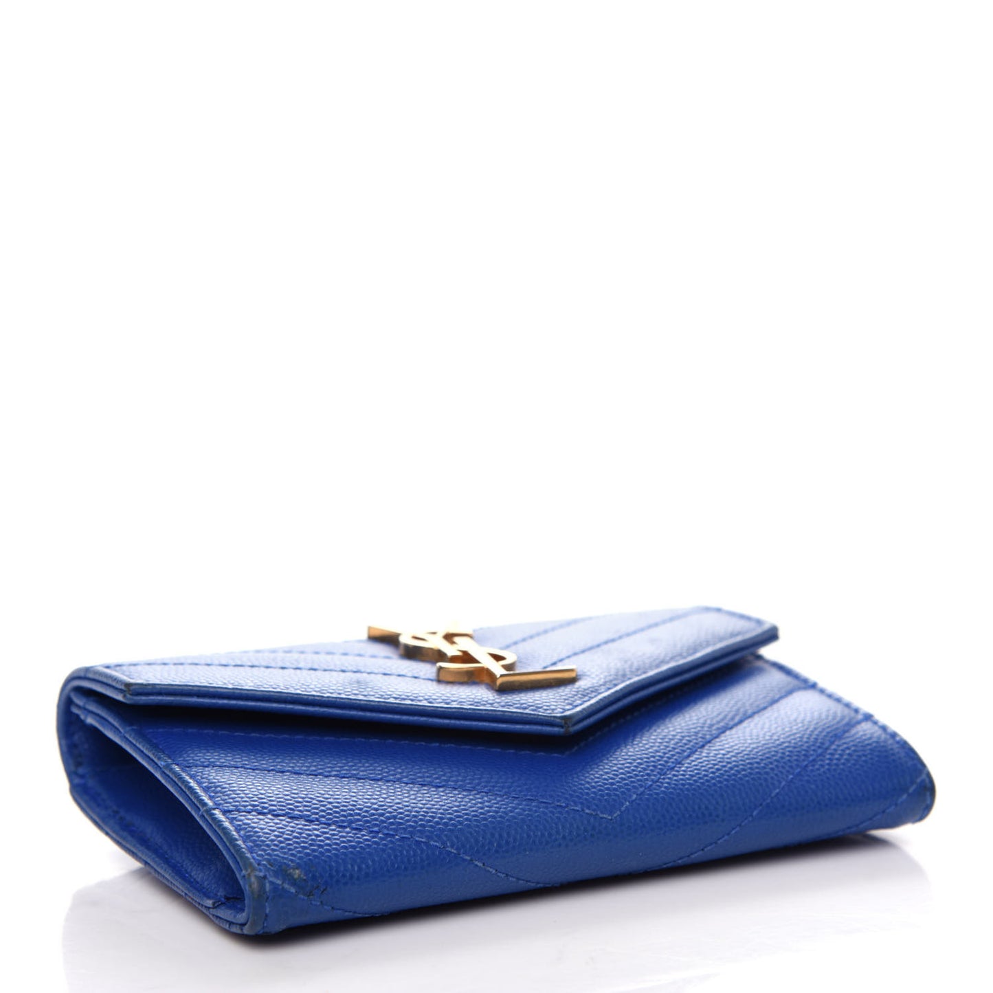 Grain De Poudre Matelasse Chevron Small Monogram Envelope Wallet Royal Blue