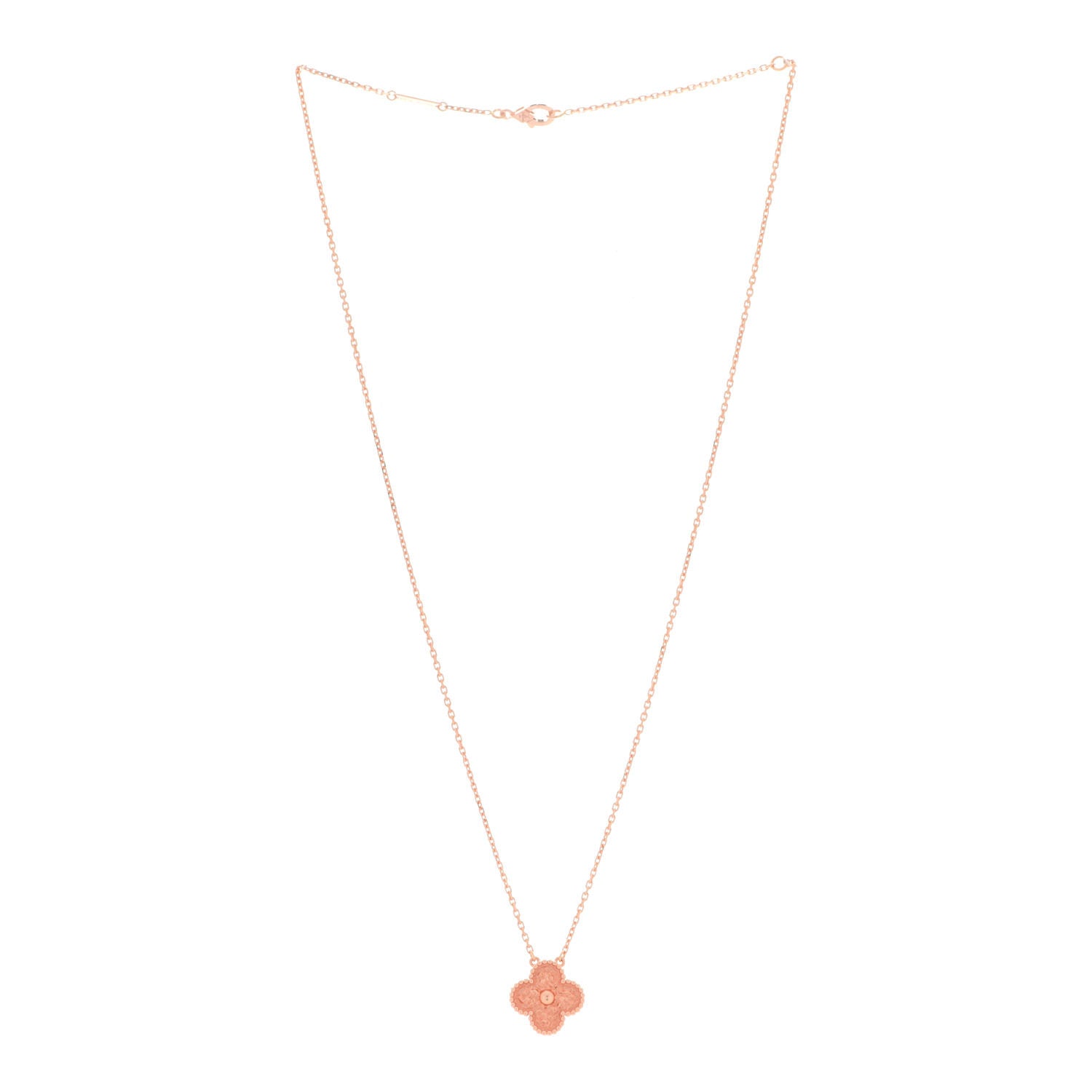 Van Cleef & Arpels 18K Rose Gold Vintage Alhambra Pendant Necklace 3 of 6
