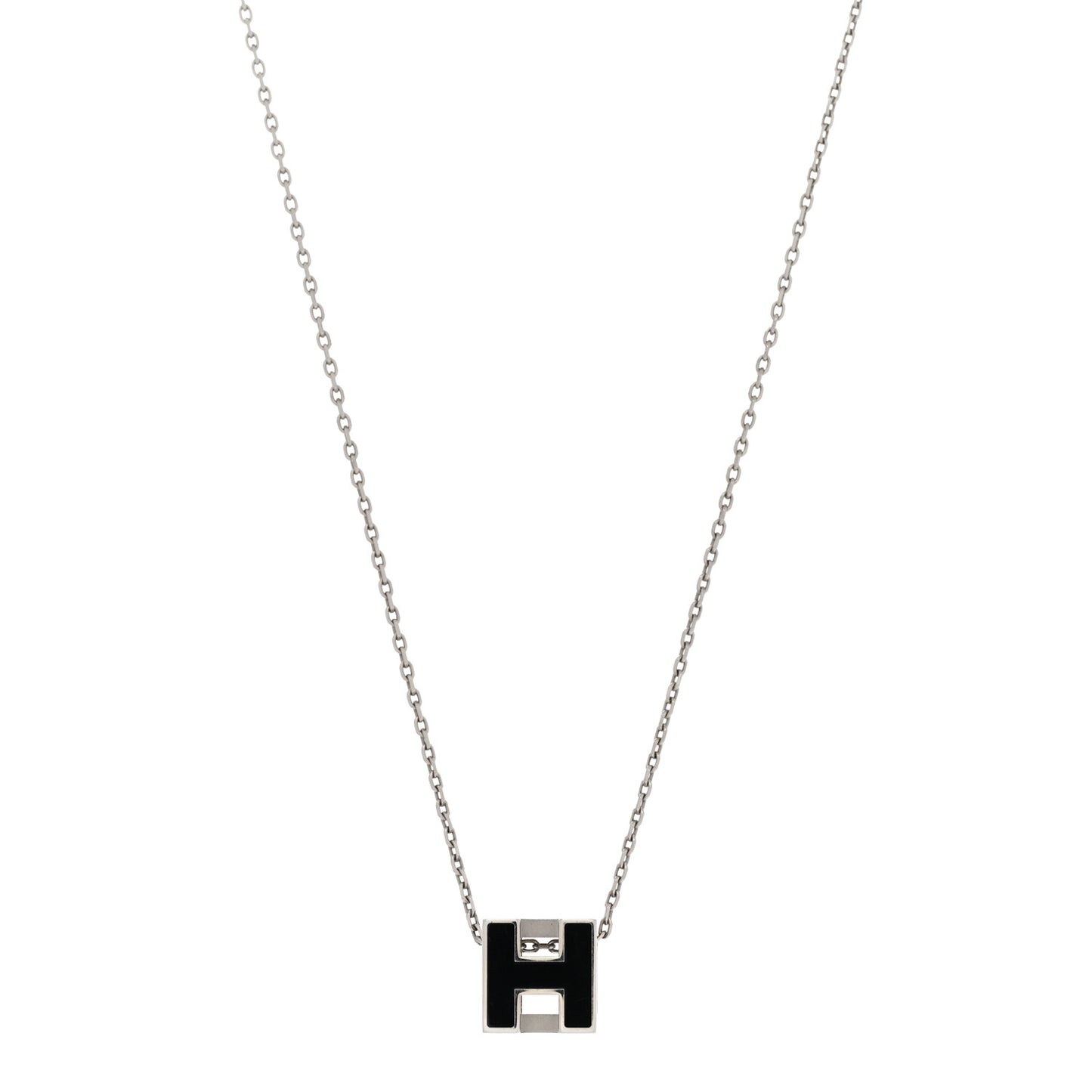 Lacquered Palladium Cage d'H Pendant Necklace Black