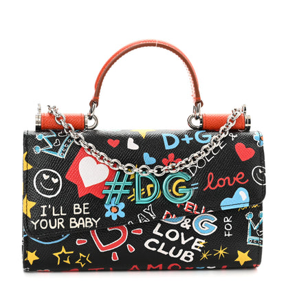 Dolce & Gabbana Dauphine Graffiti Print Mini Sicily Von Satchel Black Multicolor 1 of 10