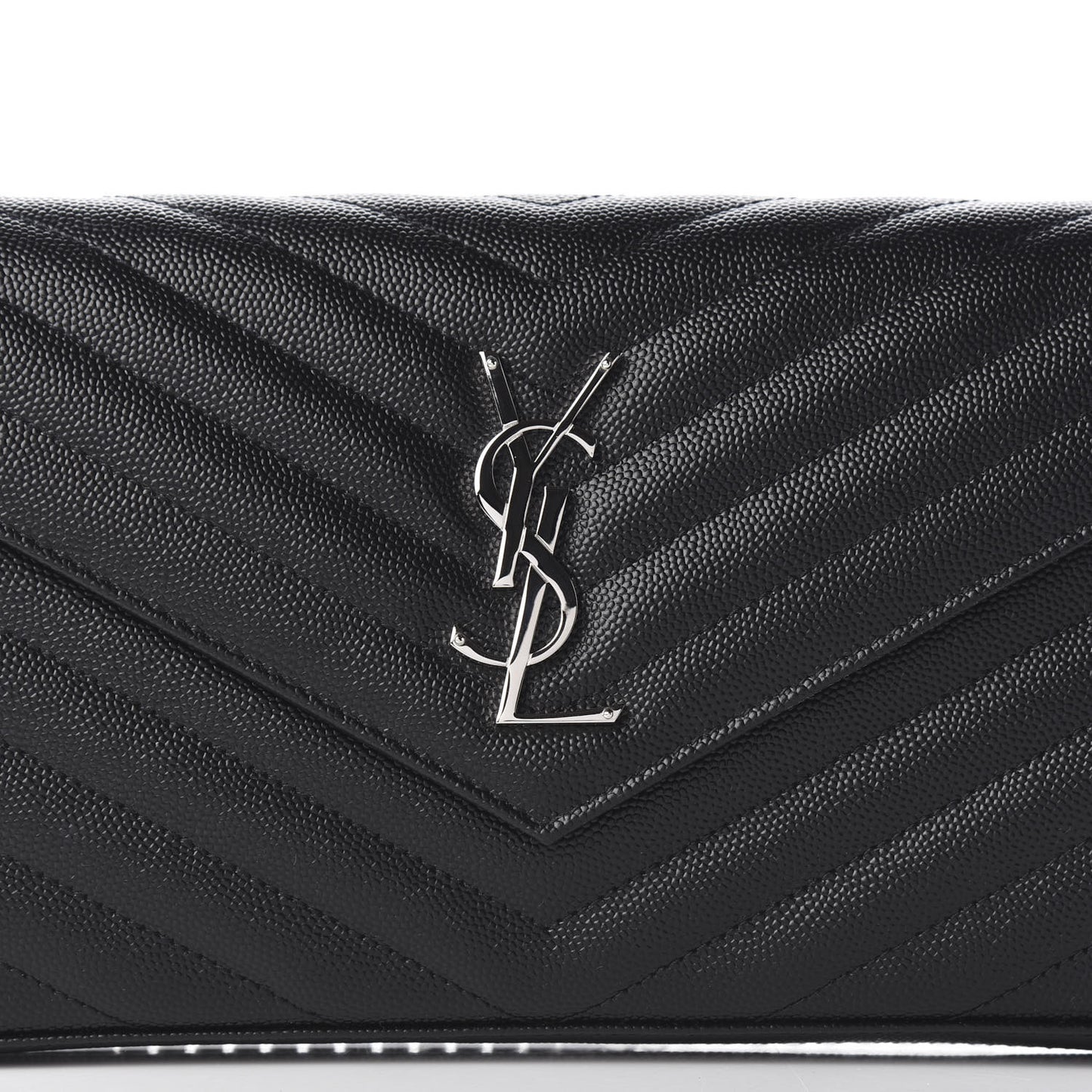 Grain De Poudre Matelasse Chevron Monogram Chain Wallet Black