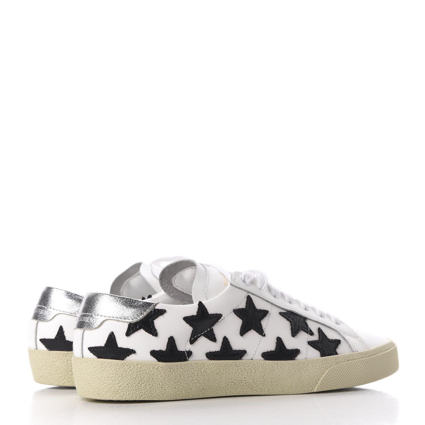 Calfskin Star Court Sneakers 36 White Black