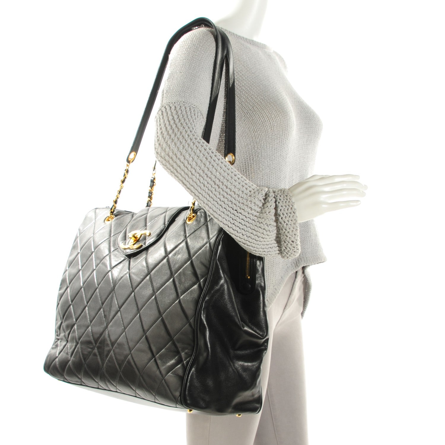 Chanel Lambskin Quilted Weekender Shoulder Bag Black 2 of 7
