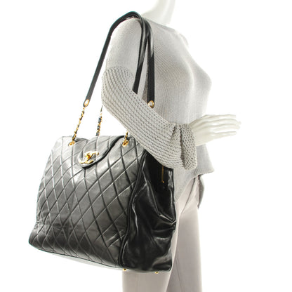 Chanel Lambskin Quilted Weekender Shoulder Bag Black 2 of 7