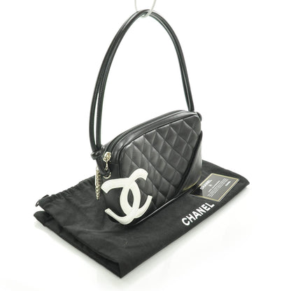 Chanel Cambon Quilted Pochette Bag Black White 3 of 10