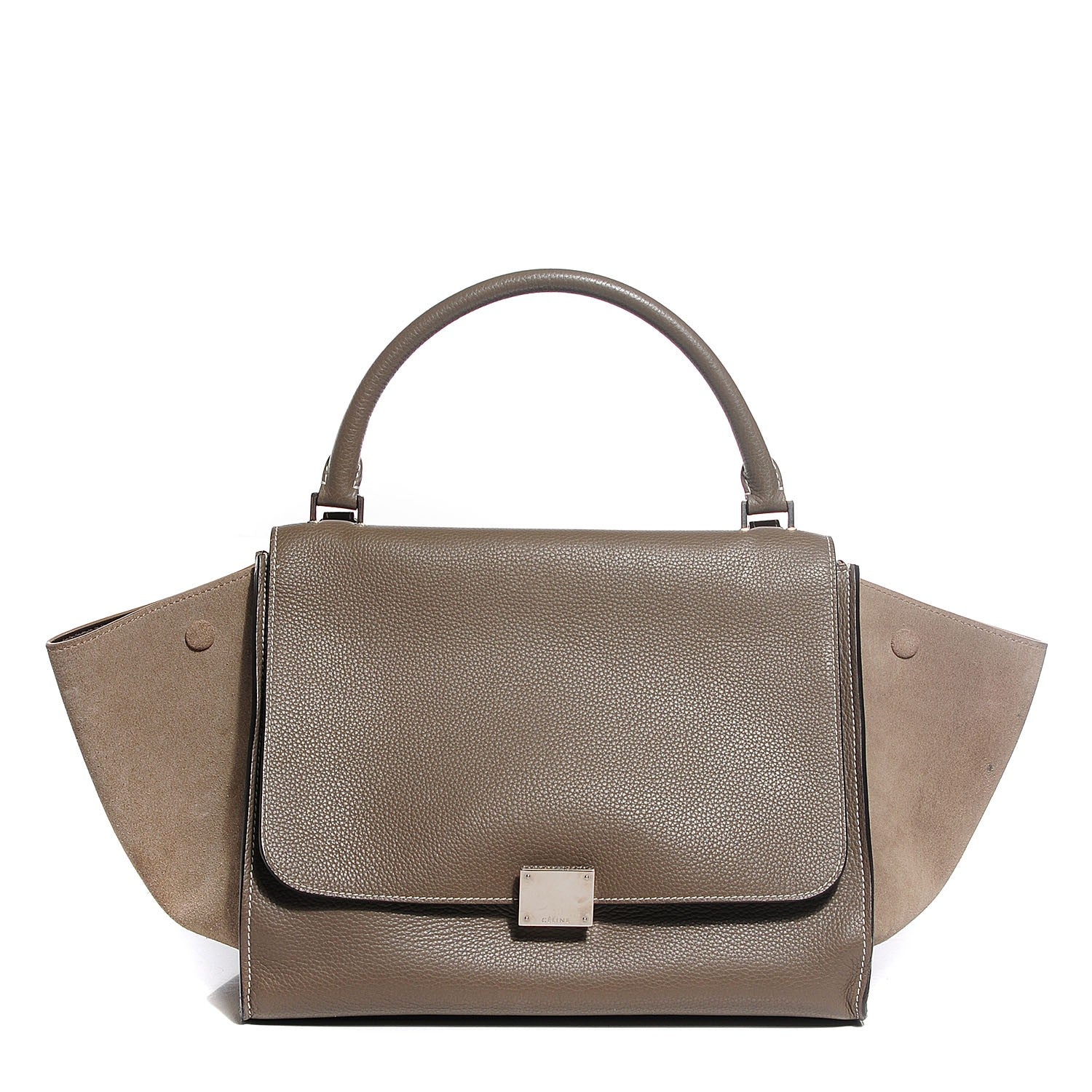 Celine Drummed Calfskin Suede Medium Trapeze Souris 1 of 8