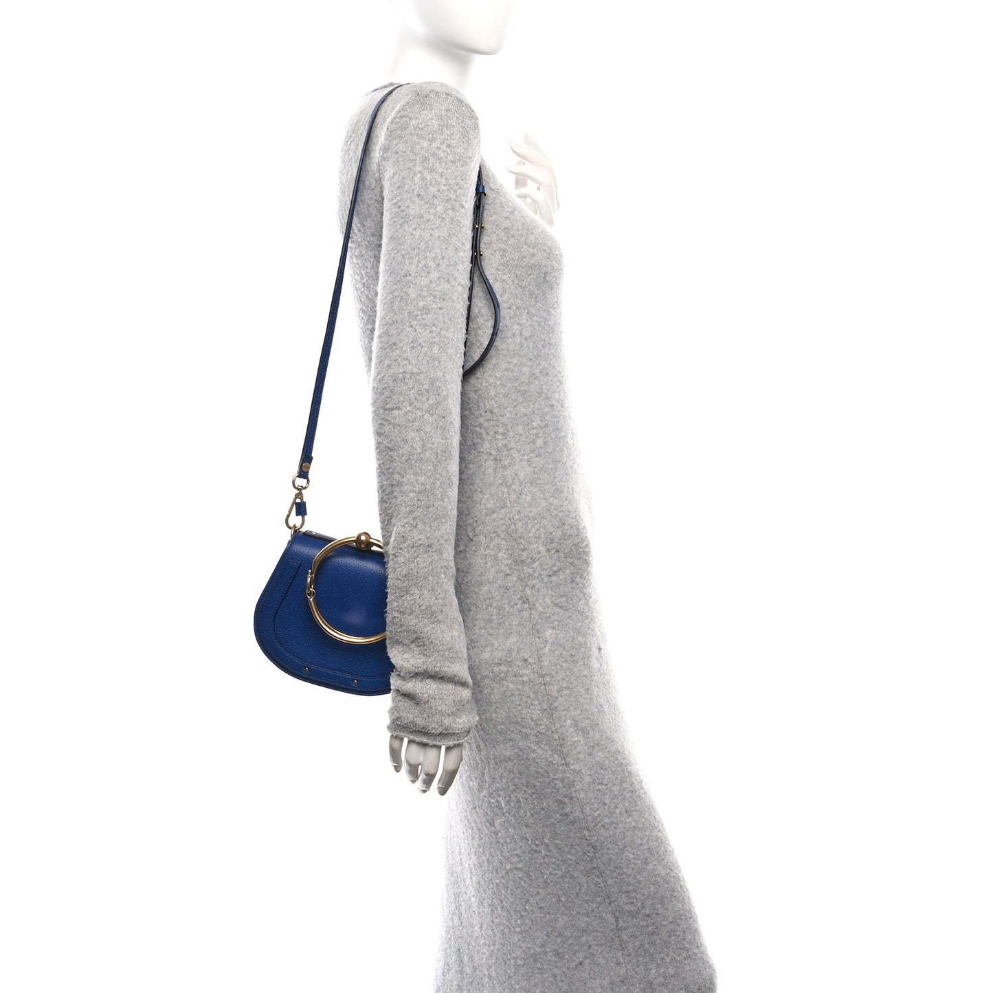 Calfskin Suede Small Nile Bracelet Bag Majesty Blue