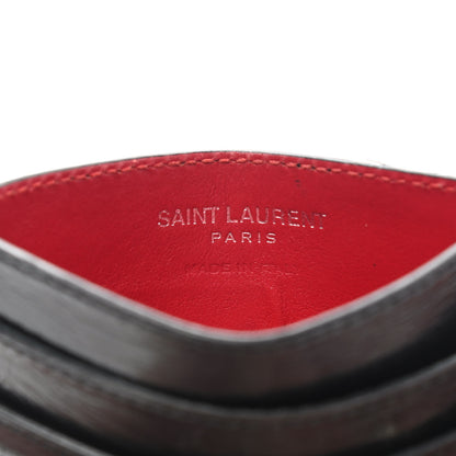 Saint Laurent Ribbed Calfskin Opium Monogram Credit Card Case Black 6 of 10