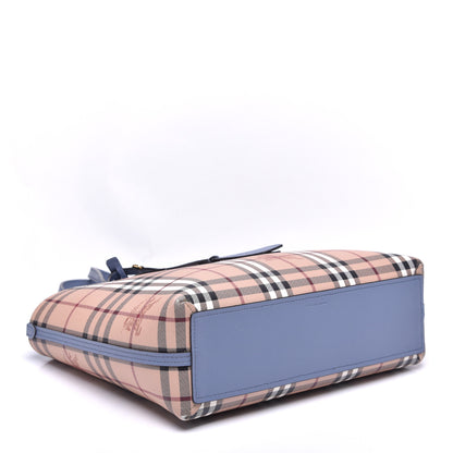Burberry Calfskin Haymarket Check Medium Reversible Tote Blue 8 of 16
