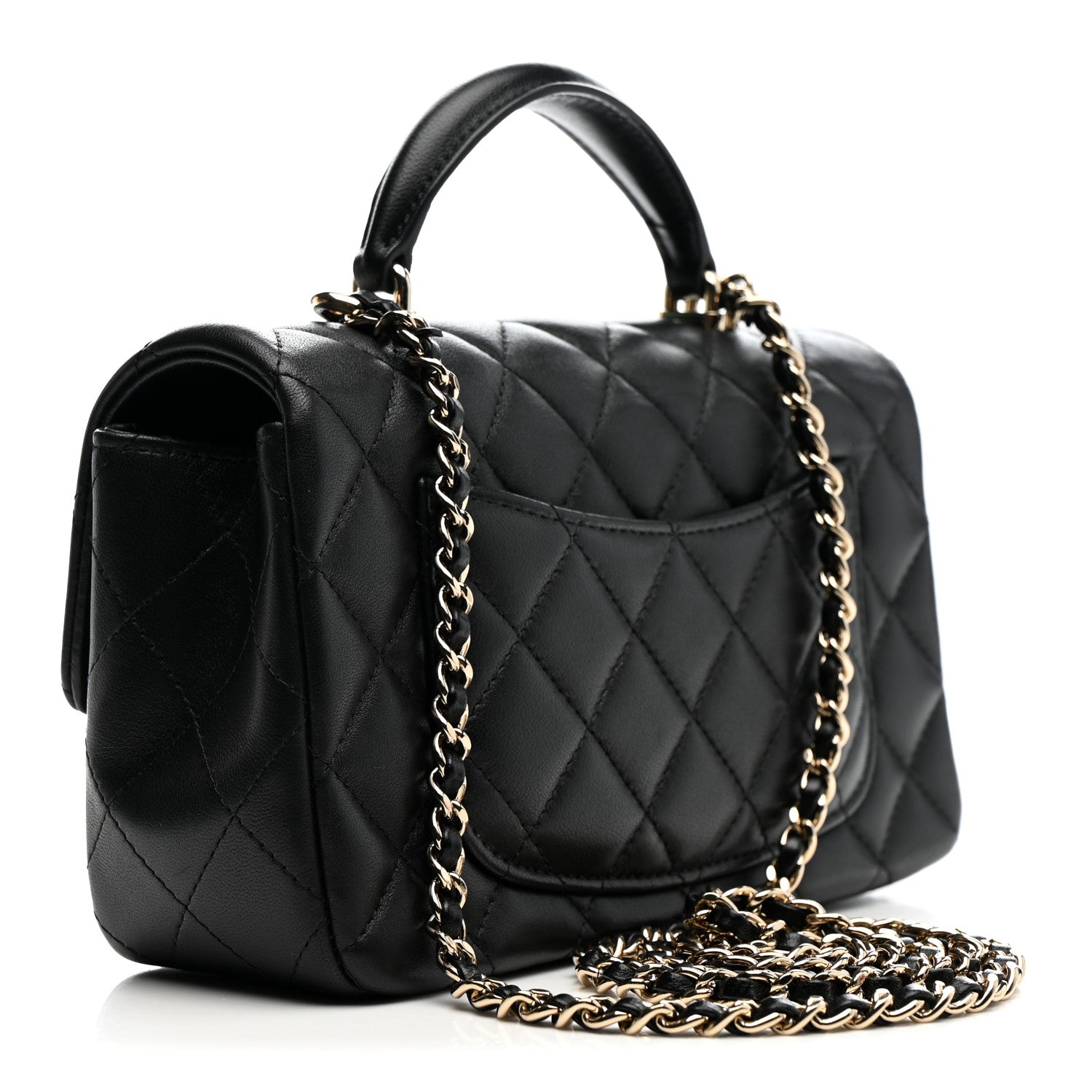 Chanel Lambskin Quilted Mini Top Handle Rectangular Flap Black 3 of 11