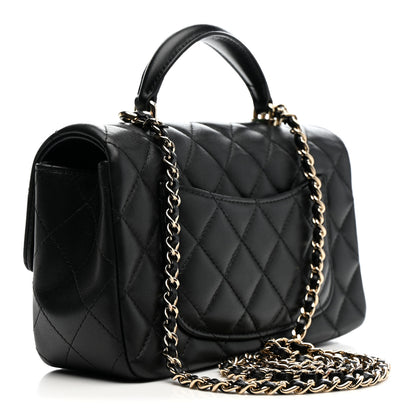 Chanel Lambskin Quilted Mini Top Handle Rectangular Flap Black 3 of 11