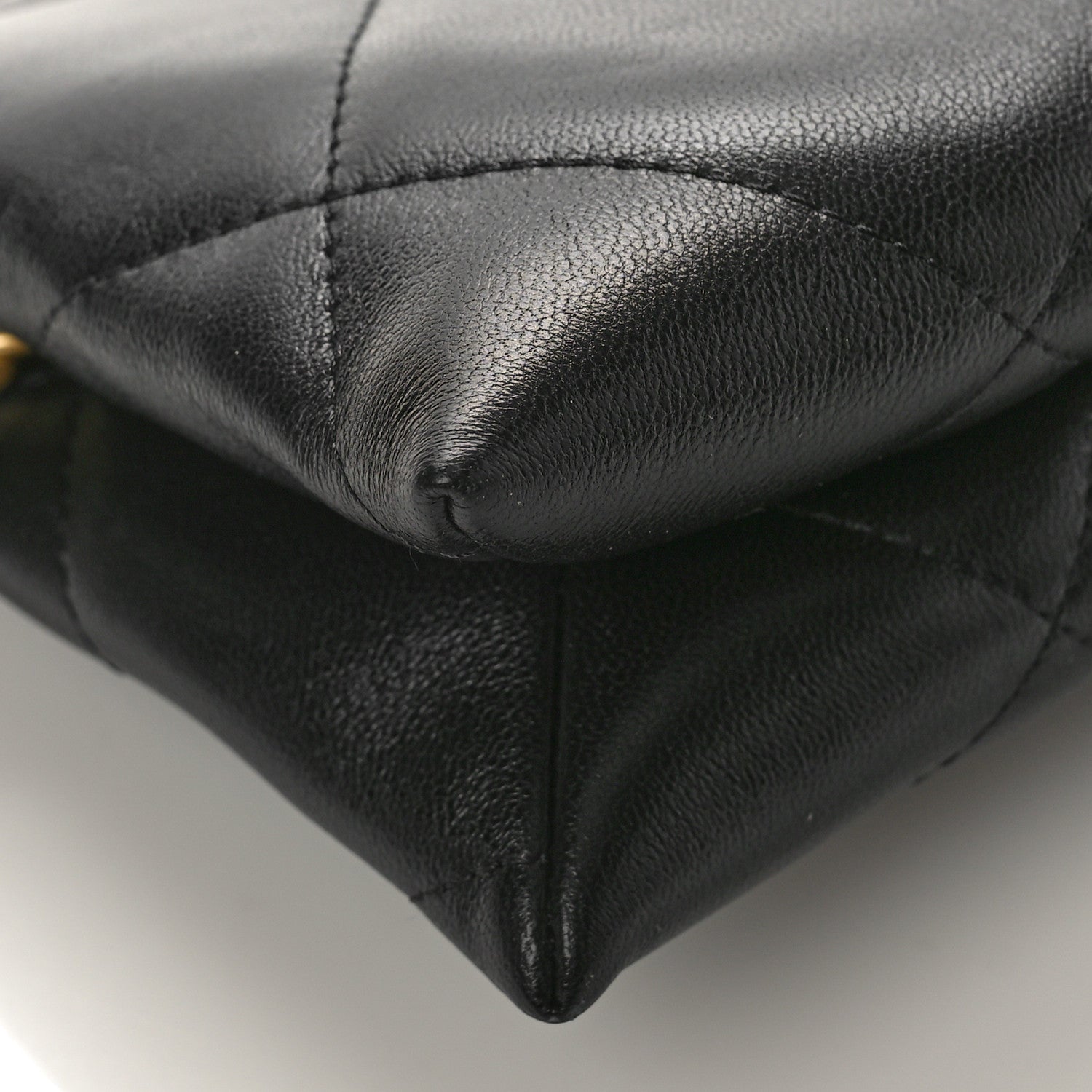 Chanel Shiny Goatskin Quilted Small Chanel 19 Pouch With Handle Black 8 of 9
