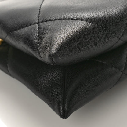 Chanel Shiny Goatskin Quilted Small Chanel 19 Pouch With Handle Black 8 of 9