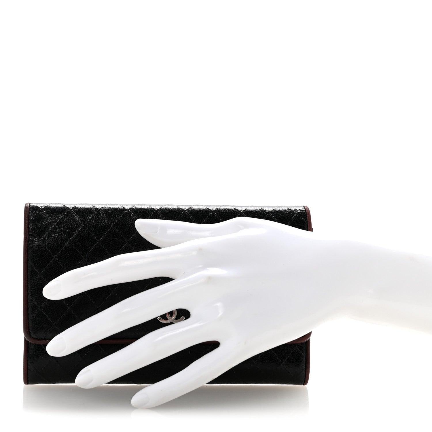 Chanel Calfskin Diamond Stitched Flap Wallet Black 2 of 15