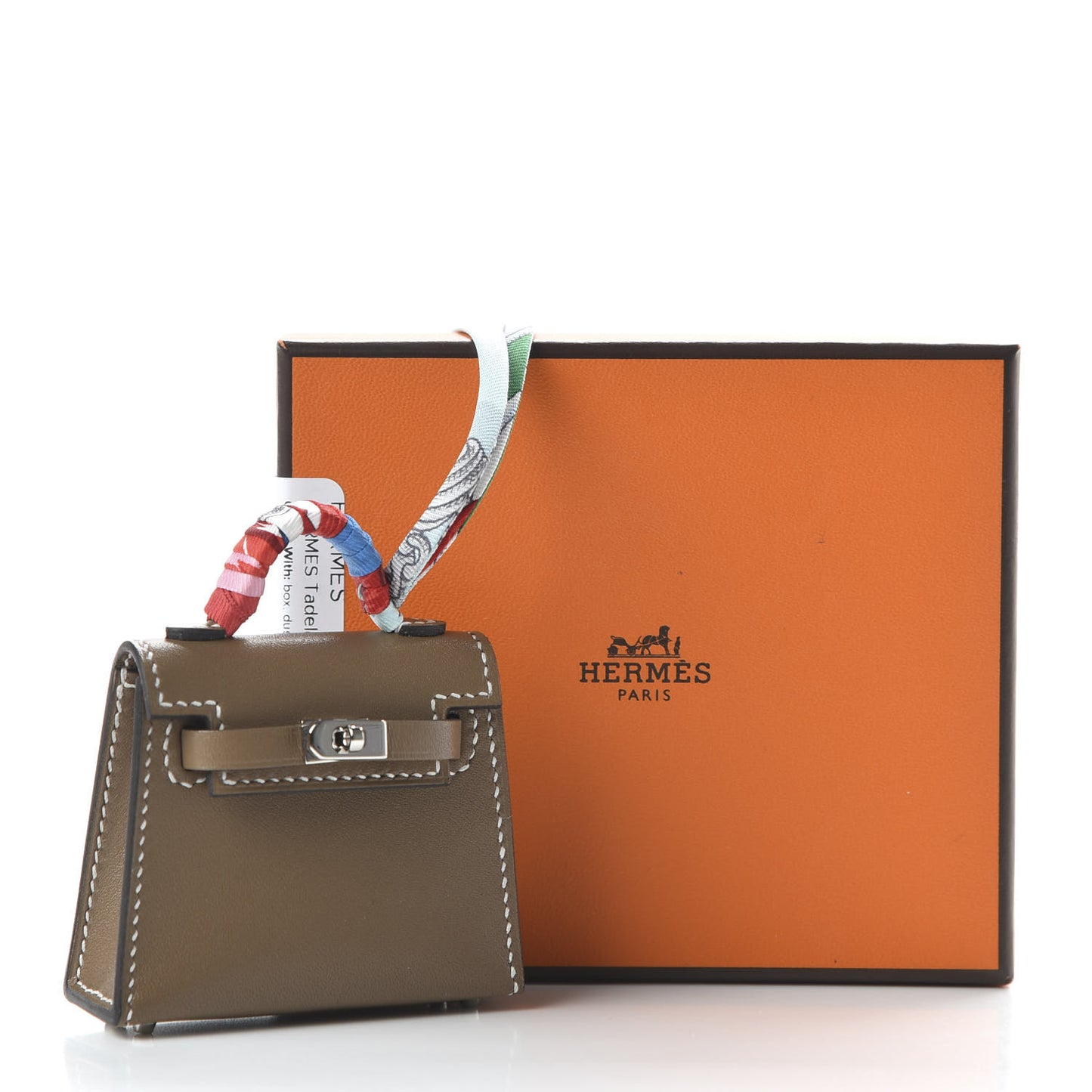 Tadelakt Mini Kelly Twilly Bag Charm Etoupe