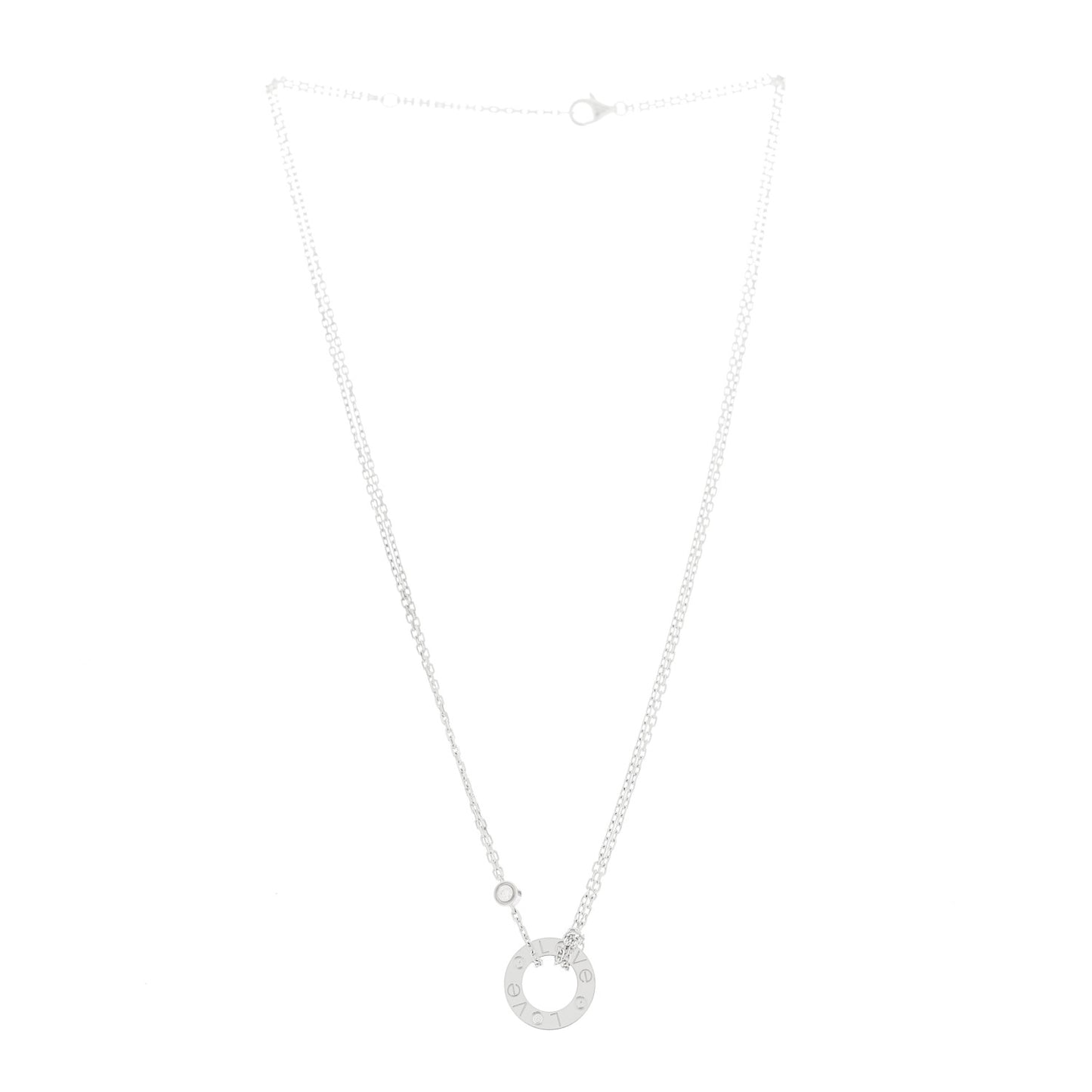 18K White Gold 2 Diamond LOVE Necklace