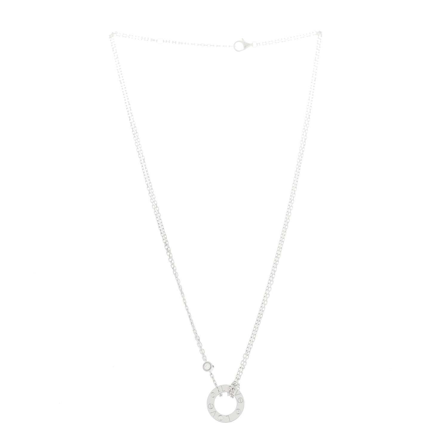 Cartier 18K White Gold 2 Diamond LOVE Necklace 3 of 5