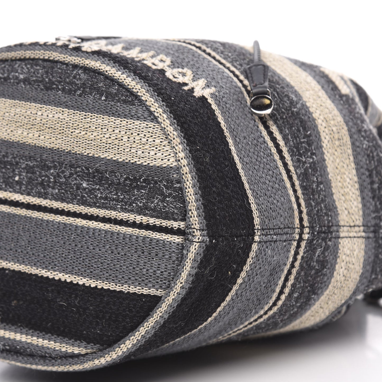 Striped Canvas Deauville Drawstring Bag Grey Black