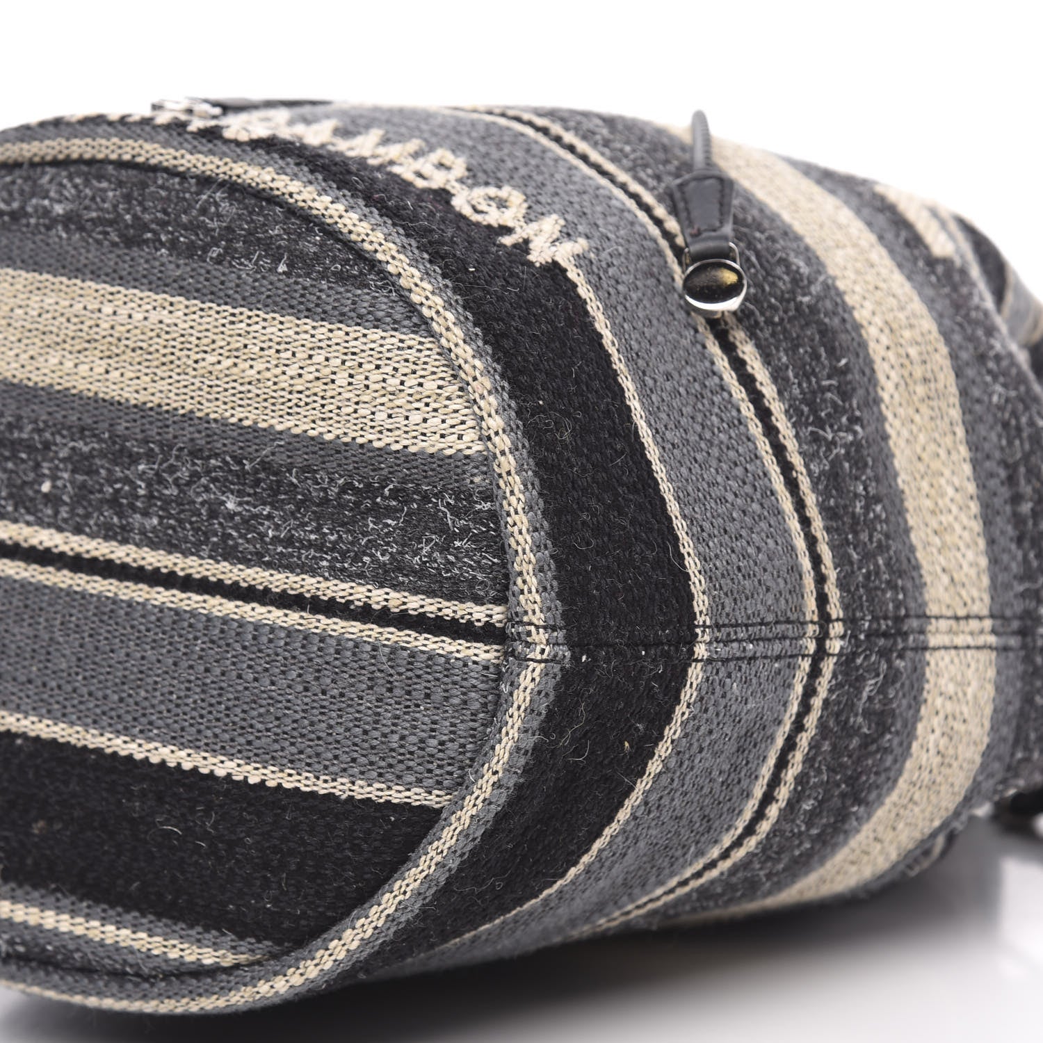 Chanel Striped Canvas Deauville Drawstring Bag Grey Black 9 of 10