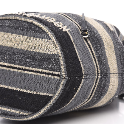 Chanel Striped Canvas Deauville Drawstring Bag Grey Black 9 of 10