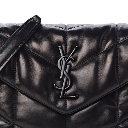 Saint Laurent Lambskin Quilted Small Loulou Puffer Monogram Chain Satchel Black 10 of 11