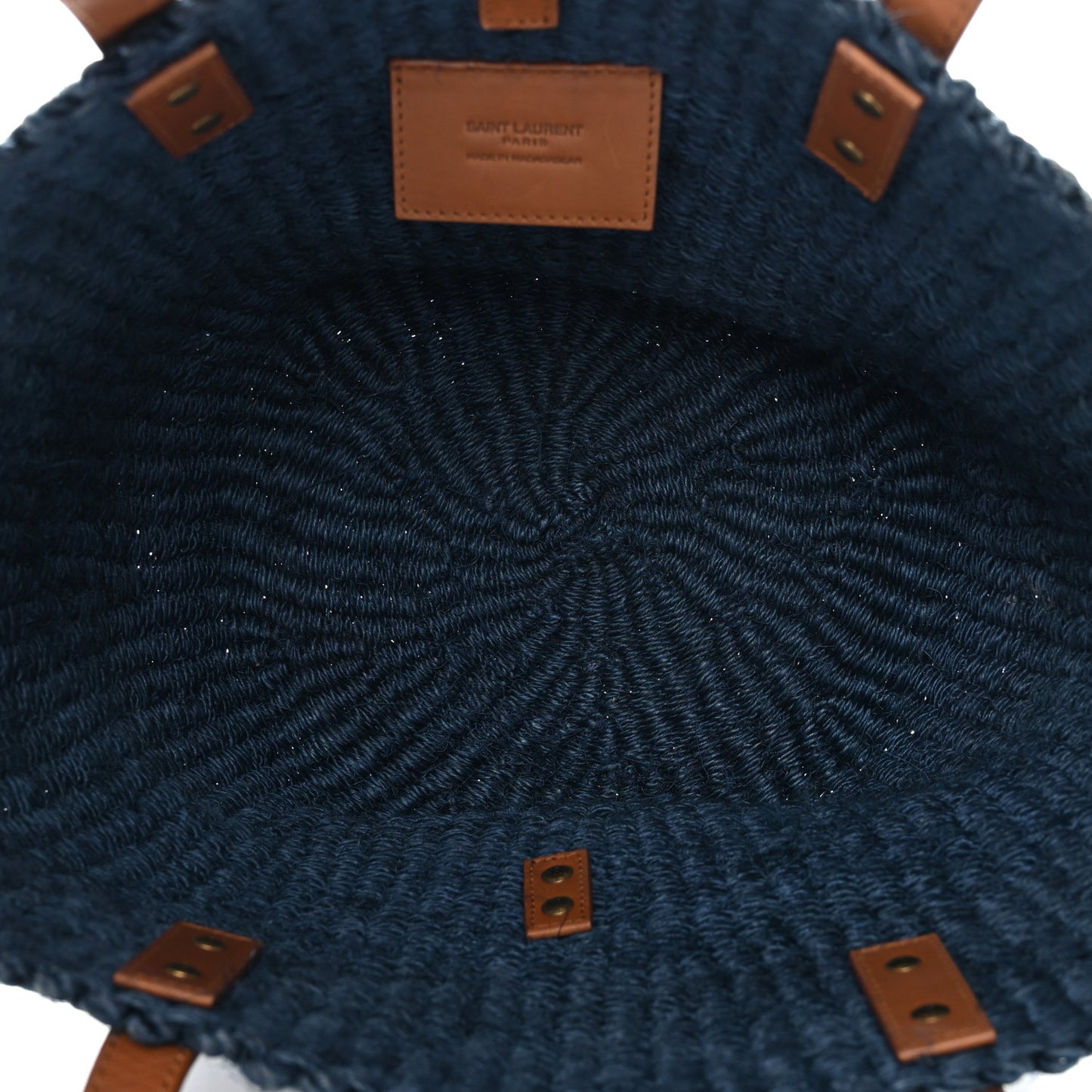 Raffia Calfskin Medium Panier Tote Blue Orchid Brick
