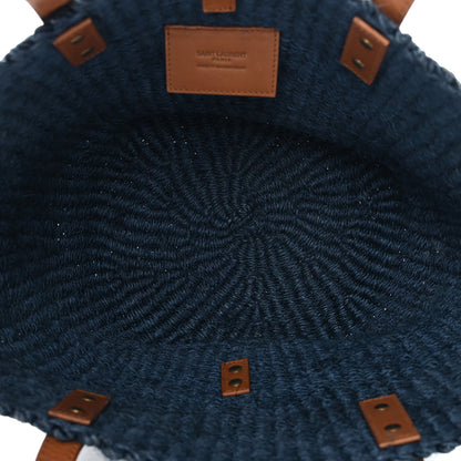 Saint Laurent Raffia Calfskin Medium Panier Tote Blue Orchid Brick 5 of 10