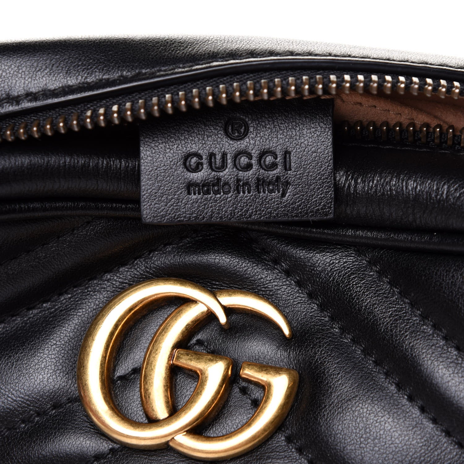 Gucci Calfskin Matelasse Mini GG Marmont Chain Shoulder Bag Black 6 of 10