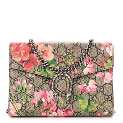 Gucci GG Supreme Monogram Blooms Mini Dionysus Chain Wallet Beige Multicolor Dry Rose 1 of 11
