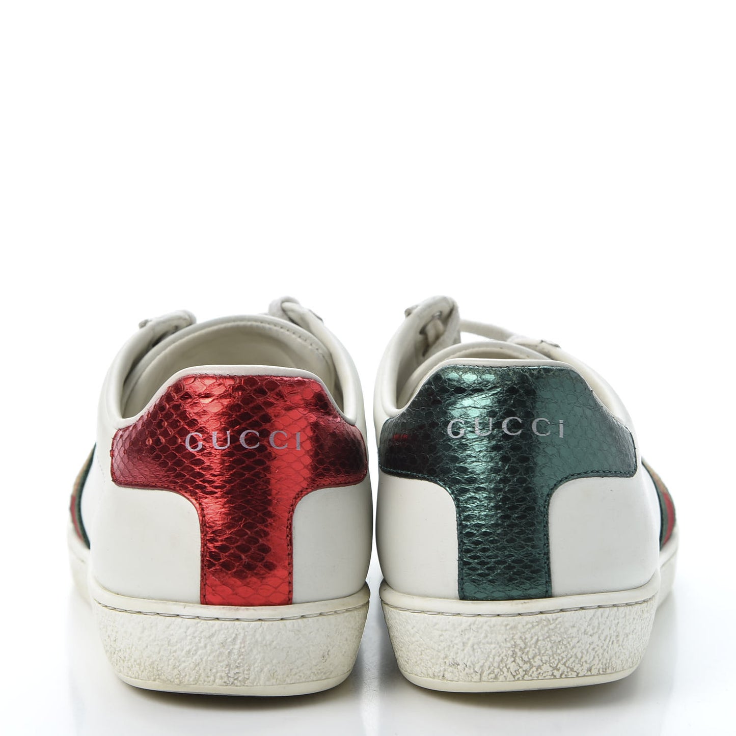 Calfskin Ayers Bee Embroidered Womens Ace Sneakers 37 White Green
