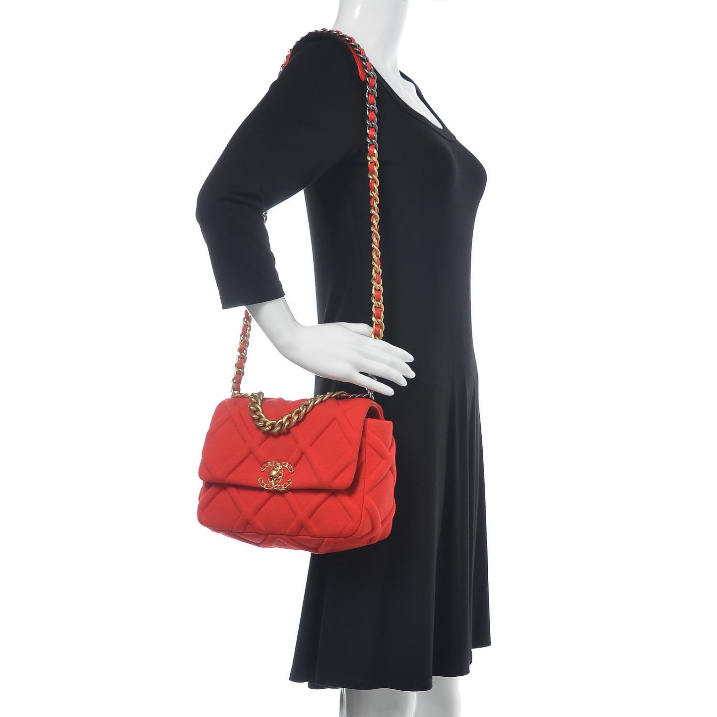 Jersey Lambskin Quilted Medium 19 Flap Red