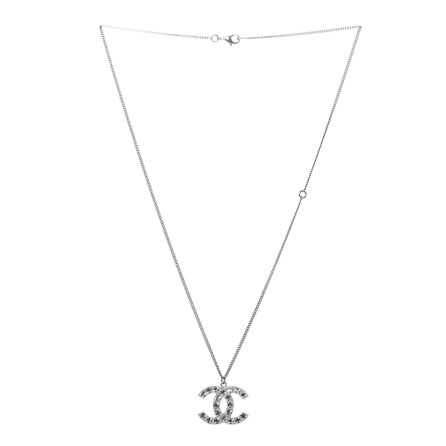 Baguette Crystal CC Necklace Silver