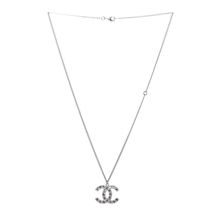 Chanel Baguette Crystal CC Necklace Silver 3 of 6