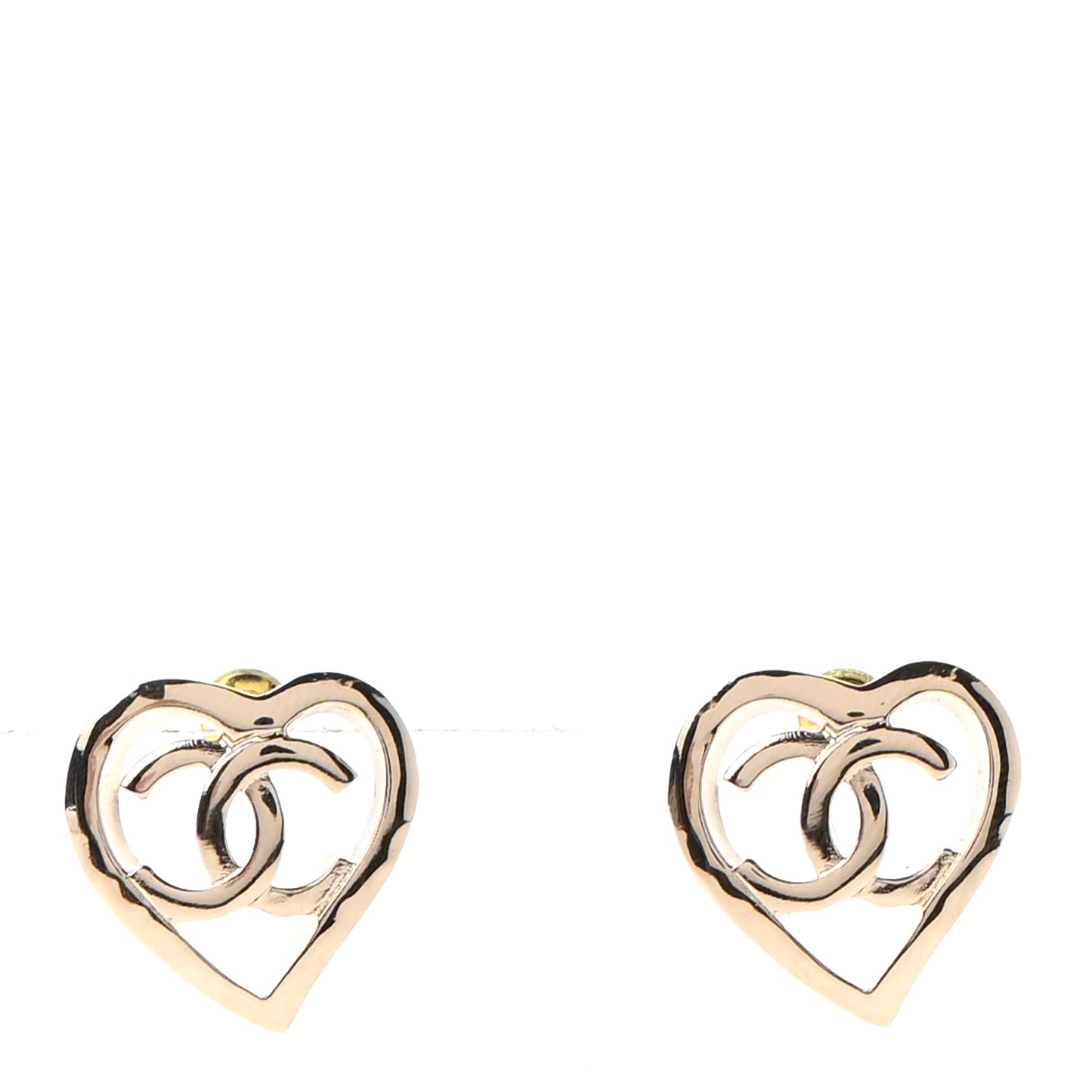 Metal CC Heart Coco In Love Earrings Gold