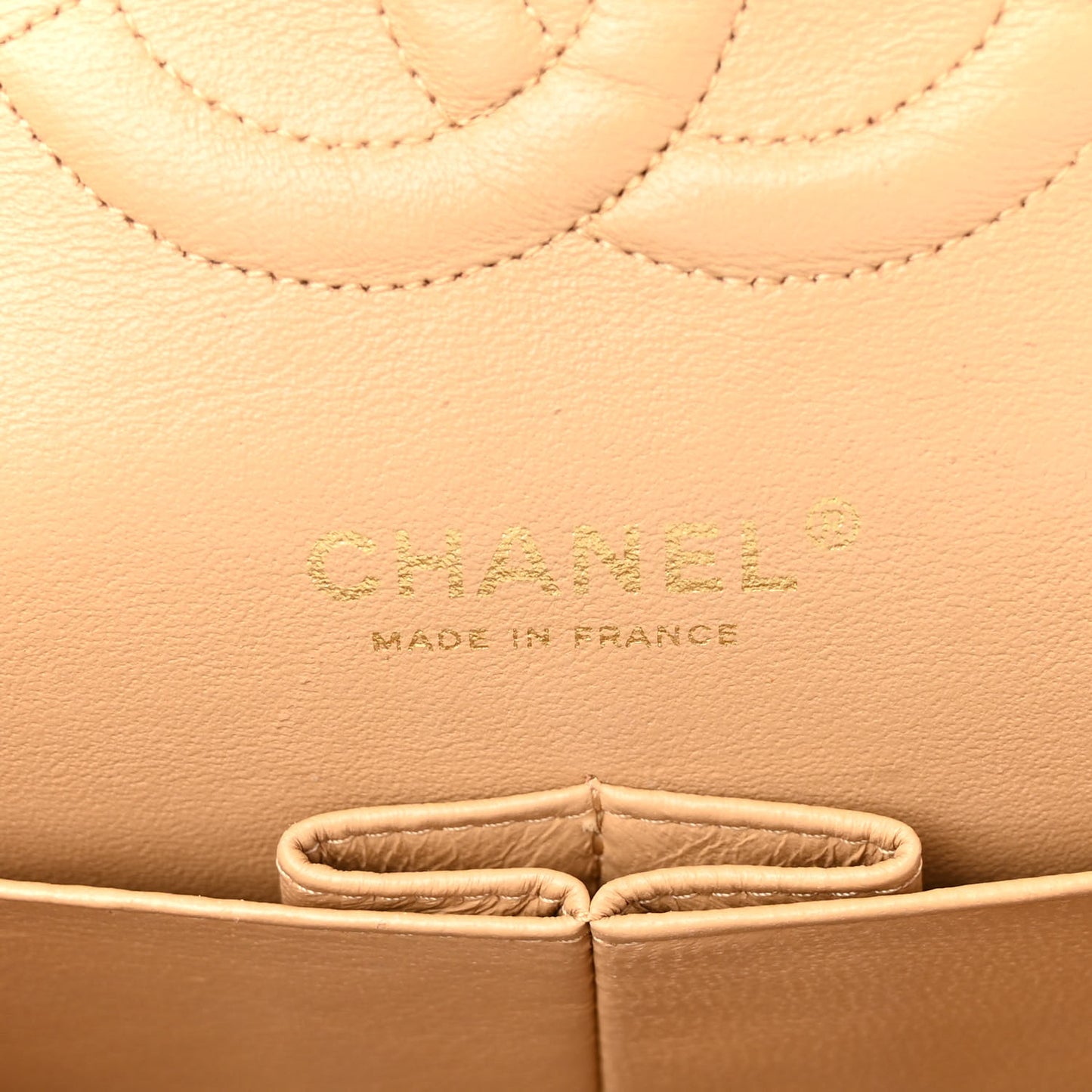 Caviar Quilted Medium Double Flap Beige