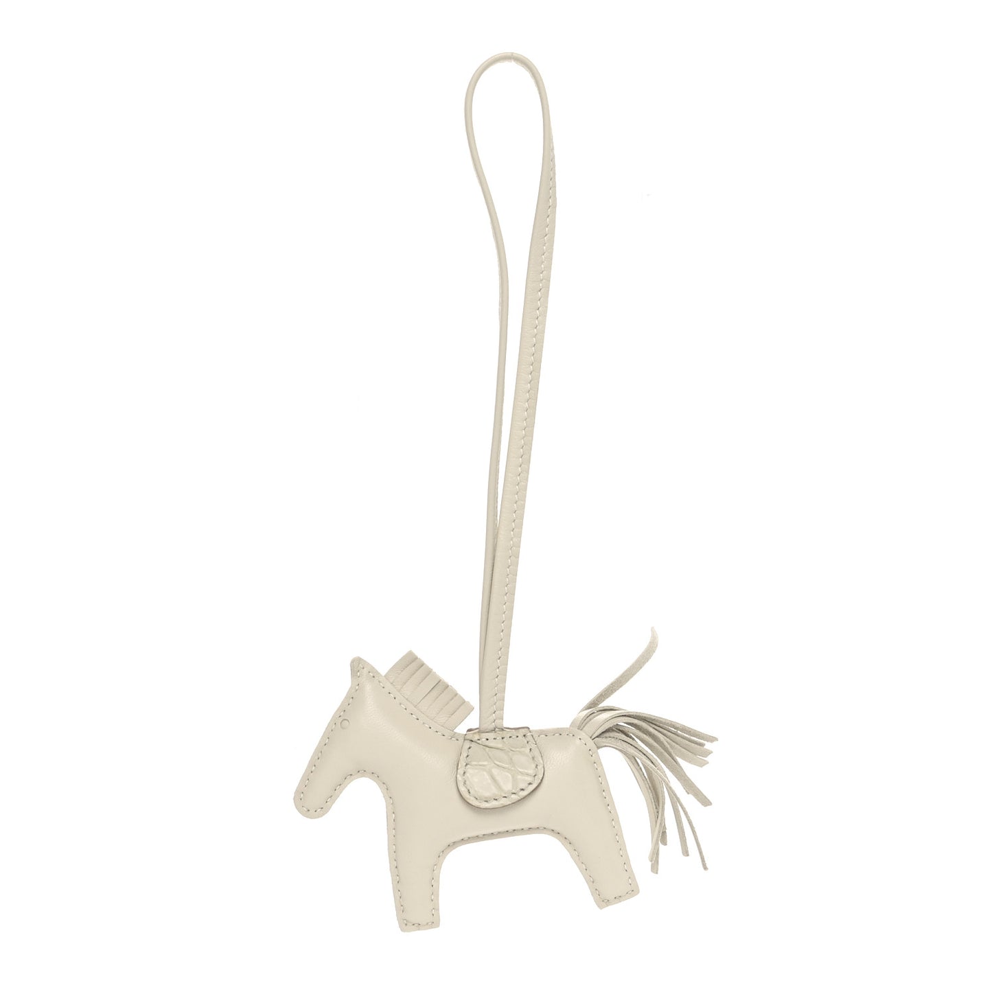 Milo Lambskin Matte Alligator Touch Grigri Rodeo Horse Bag Charm PM Craie Nata Beton