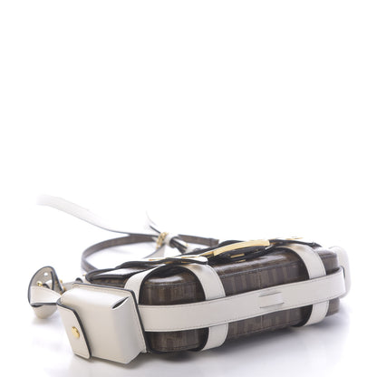 Fendi Glazed Fabric Vitello Century FF 1974 Mini Baguette Cage Mogano Panna White Ice 4 of 12