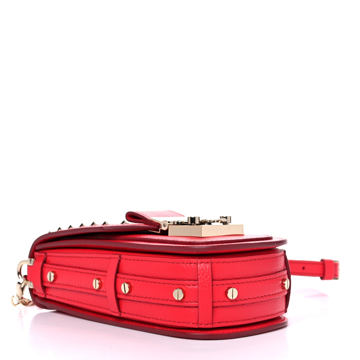MCM Calfskin Studded X-Mini Patricia Crossbody Chinese Red 3 of 8