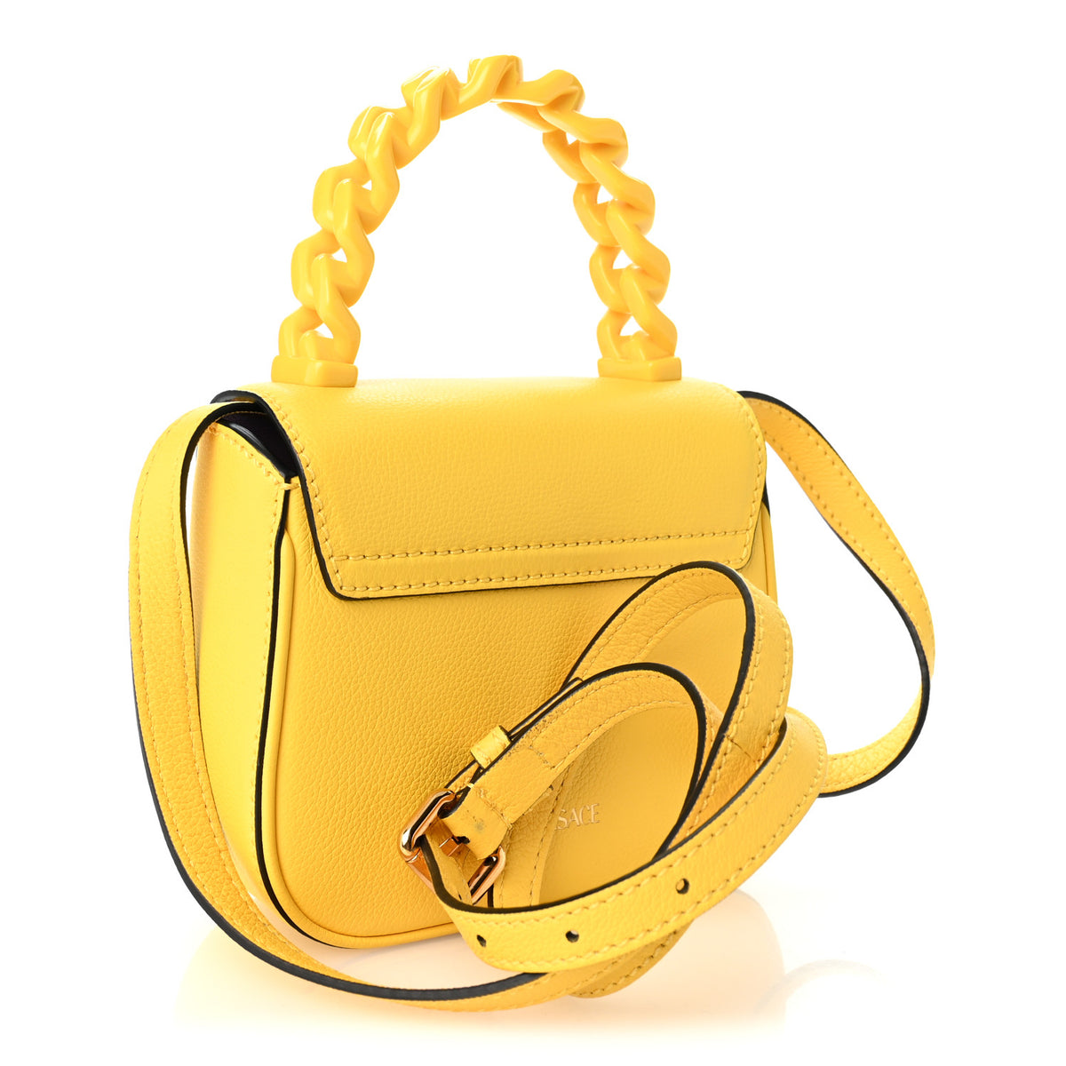 Versace Grained Calfskin Mini La Medusa Bag Yellow 3 of 9