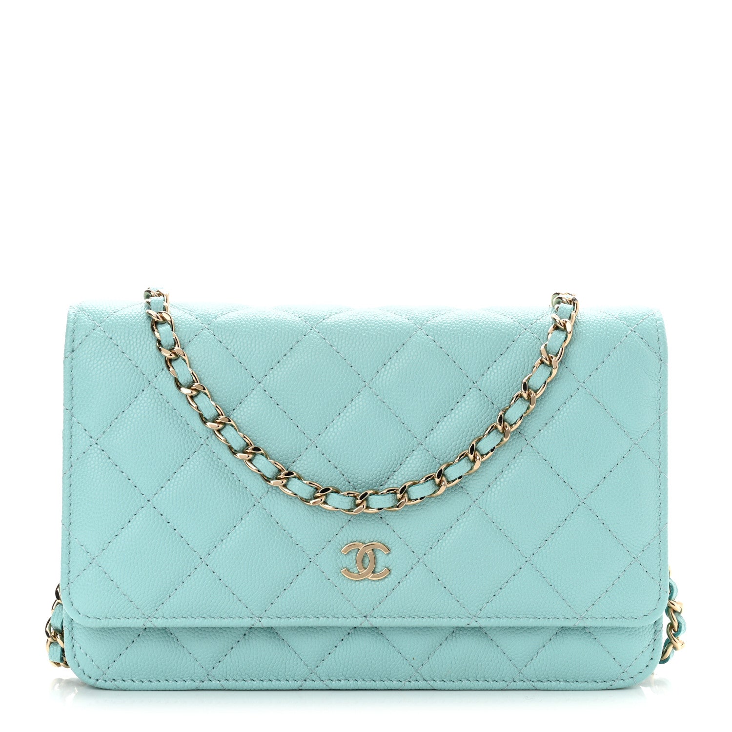 Chanel Caviar Quilted Wallet On Chain WOC Light Blue 1 of 11