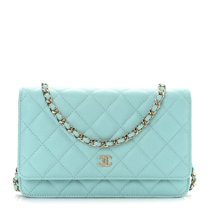 Chanel Caviar Quilted Wallet On Chain WOC Light Blue 1 of 11
