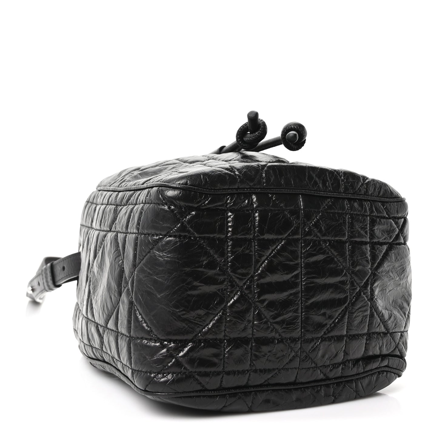 Crinkled Calfskin Macrocannage Small D-Motion Bag Black