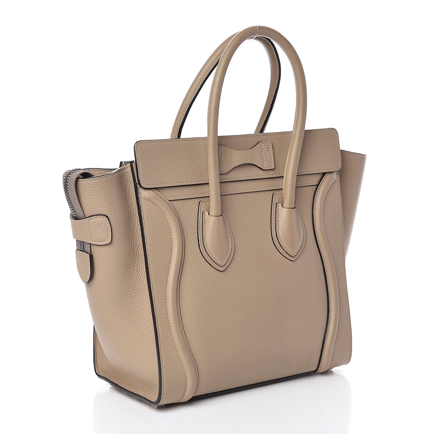 Celine Drummed Calfskin Micro Luggage Dune 3 of 9
