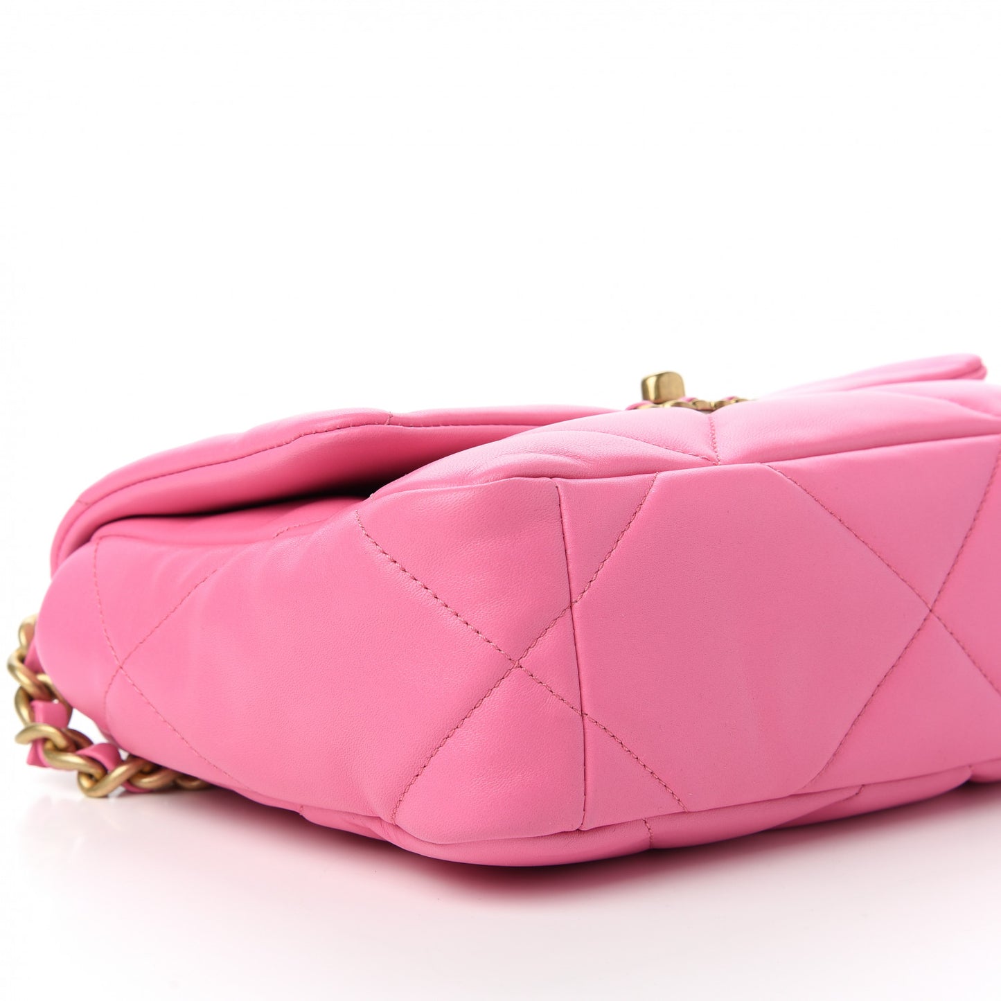 Shiny Lambskin Quilted Medium Chanel 19 Flap Neon Pink